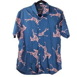 Bonobos men's‎ all over print blue tailored slim fit button down Large polo